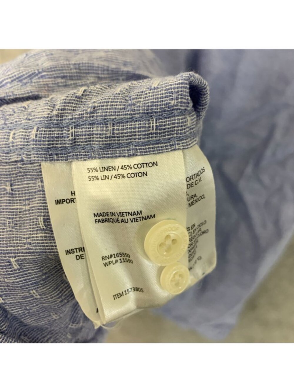 NWOT Weatherproof Vintage Men's XL Blue Washable Linen Blend Short Sleeve Shirt - Picture 9 of 10
